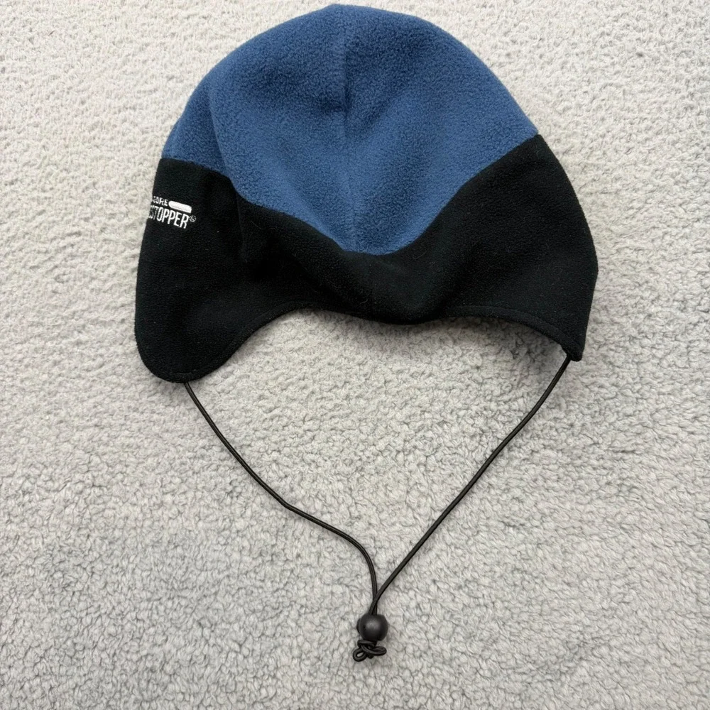 The North Face 89222 Fleece Winter Hat Earflap Windstopper Blue/Black Beanie Cap